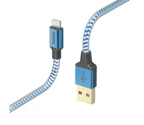 Hama MFi USB kabel Reflective pro Apple modrá / USB-A / Lightning / 1.5 m