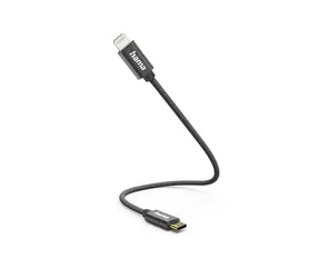 Hama MFi USB-C Lightning kabel pro Apple černá / 0.2 m / opletený