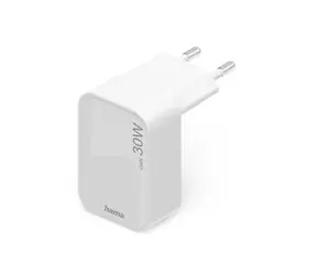 Hama rychlá USB nabíječka bílá / GaN / USB-C PD / 30 W / skládací