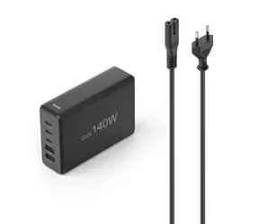 Hama USB nabíjecí stanice GaN černá / 3x USB-C PD / 2x USB-A (1x QC) / 140 W