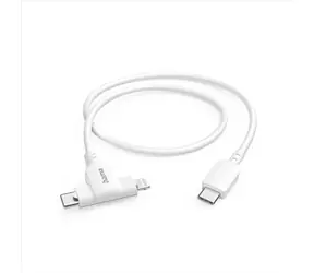 Hama USB-C kabel 2v1 bílá / USB-C + Lightning MFi / 1,5 m