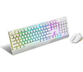 MSI Vigor GK30 COMBO bílá / Herní drátový set / RGB podsvícení / USB / DE layout
