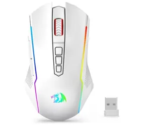 Redragon M914W-RGB NIX bílá / Bezdrátová herní myš / optická / 5000 DPI / 9 tlačítek / RGB / USB / RF 2.4 GHz