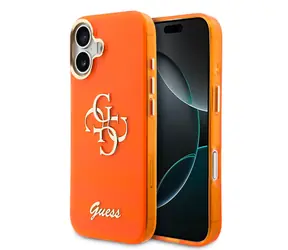 Guess IML 4G Script Metal Logo Zadní Kryt pro iPhone 17 Orange
