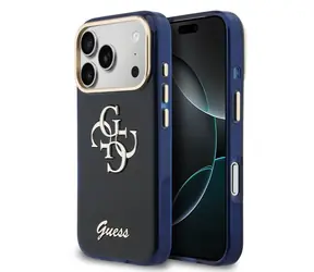 Guess IML 4G Script Metal Logo Zadní Kryt pro iPhone 17 Pro Max Blue