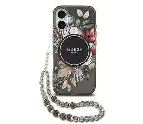 Guess IML Flowers Strap MagSafe Zadní Kryt pro iPhone 17 Black