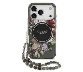 Guess IML Flowers Strap MagSafe Zadní Kryt pro iPhone 17 Pro Black