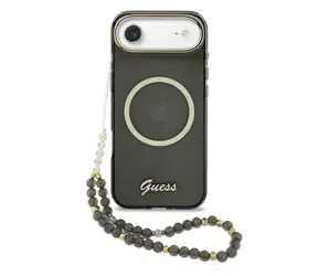 Guess IML Glitter Script Strap MagSafe Zadní Kryt pro iPhone Air Black