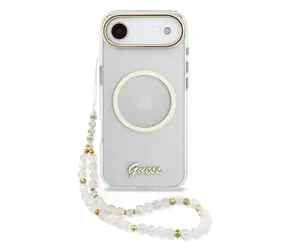 Guess IML Glitter Script Strap MagSafe Zadní Kryt pro iPhone Air Transparent