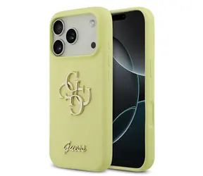 Guess Liquid Silicone 4G Metal Logo Zadní Kryt pro iPhone 17 Pro Yellow