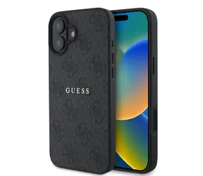Guess PU 4G Classic Logo MagSafe Zadní Kryt pro iPhone 16 Plus Black