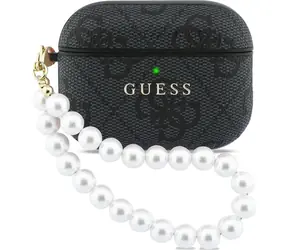 Guess PU 4G Classic Logo Pearl Strap Pouzdro pro AirPods Pro 3 Black