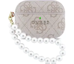 Guess PU 4G Classic Logo Pearl Strap Pouzdro pro AirPods Pro 3 Pink
