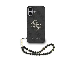 Guess PU 4G Metal Logo Strap Zadní Kryt pro iPhone 17 Black