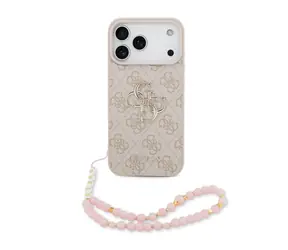 Guess PU 4G Metal Logo Strap Zadní Kryt pro iPhone 17 Pro Max Pink