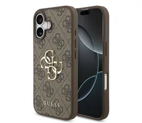 Guess PU 4G Metal Logo Zadní Kryt pro iPhone 17 Brown