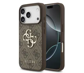 Guess PU 4G Metal Logo Zadní Kryt pro iPhone 17 Pro Brown