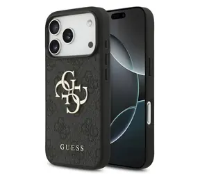 Guess PU 4G Metal Logo Zadní Kryt pro iPhone 17 Pro Grey
