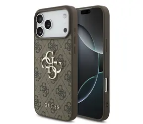 Guess PU 4G Metal Logo Zadní Kryt pro iPhone 17 Pro Max Brown