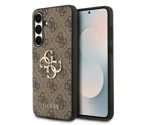 Guess PU 4G Metal Logo Zadní Kryt pro Samsung Galaxy S25 FE Brown