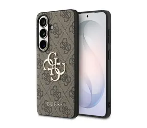 Guess PU 4G Metal Logo Zadní Kryt pro Samsung Galaxy S26+ Brown