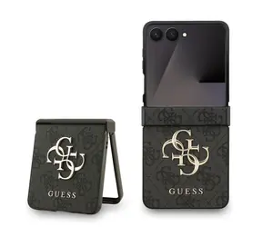 Guess PU 4G Metal Logo Zadní Kryt pro Samsung Galaxy Z Flip 7 Grey
