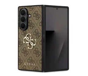 Guess PU 4G Metal Logo Zadní Kryt pro Samsung Galaxy Z Fold 7 Brown