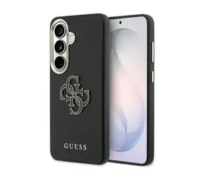 Guess PU 4G Resin Metal Logo Zadní Kryt pro Samsung Galaxy S26 Black
