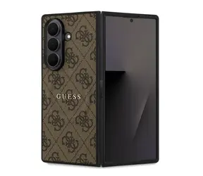 Guess PU Leather 4G Colored Ring Magnetic Zadní Kryt pro Samsung Galaxy Z Fold 7 Brown