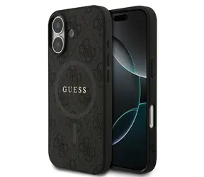 Guess PU Leather 4G Colored Ring MagSafe Zadní Kryt pro iPhone 17 Black