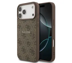 Guess PU Leather 4G Colored Ring MagSafe Zadní Kryt pro iPhone 17 Pro Max Brown