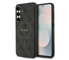 Guess PU Leather 4G Colored Ring MagSafe Zadní Kryt pro Samsung Galaxy S25 FE Black