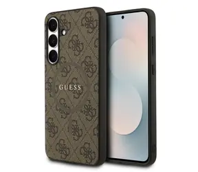 Guess PU Leather 4G Colored Ring MagSafe Zadní Kryt pro Samsung Galaxy S25 FE Brown