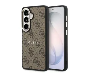 Guess PU Leather 4G Gold Frame Magnetic Zadní Kryt pro Samsung Galaxy S26+ Brown