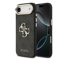 Guess PU Leather 4G Metal Logo Gold Frame Zadní Kryt pro iPhone Air Black