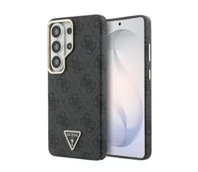 Guess PU Leather 4G Strass Triangle Logo Gold Frame Magnetic Zadní Kryt pro Samsung Galaxy S26 Ultra Black