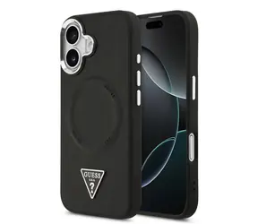 Guess PU Leather Triangle Logo MagSafe Zadní Kryt pro iPhone 17 Black
