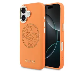 Guess PU Perforated 4G Logo MagSafe Zadní Kryt pro iPhone 17 Orange