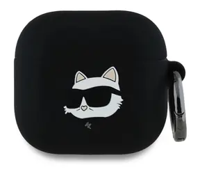 Karl Lagerfeld 3D Logo NFT Choupette Head Silikonové Pouzdro pro AirPods 4 Black