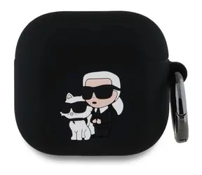 Karl Lagerfeld 3D Logo NFT Karl and Choupette Silikonové Pouzdro pro AirPods 4 Black