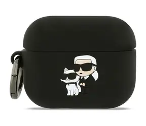 Karl Lagerfeld 3D Logo NFT Karl and Choupette Silikonové Pouzdro pro AirPods Pro 3 Black