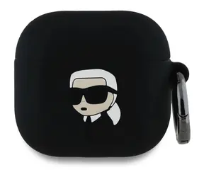 Karl Lagerfeld 3D Logo NFT Karl Head Silikonové Pouzdro pro AirPods 4 Black