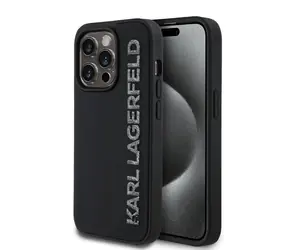 Karl Lagerfeld 3D Rubber Glitter Logo Zadní Kryt pro iPhone 13 Pro Black