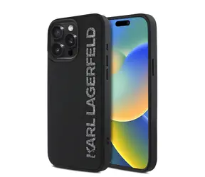 Karl Lagerfeld 3D Rubber Glitter Logo Zadní Kryt pro iPhone 15 Pro Max Black