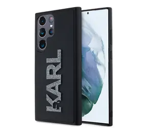 Karl Lagerfeld 3D Rubber Glitter Logo Zadní Kryt pro Samsung Galaxy S24 Ultra Black