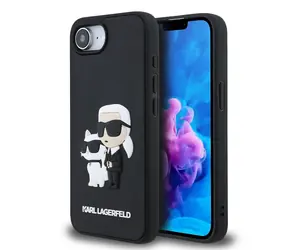 Karl Lagerfeld 3D Rubber Karl and Choupette Zadní Kryt pro iPhone 16e/17e Black