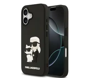 Karl Lagerfeld 3D Rubber Karl and Choupette Zadní Kryt pro iPhone 17 Black