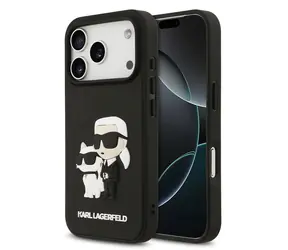 Karl Lagerfeld 3D Rubber Karl and Choupette Zadní Kryt pro iPhone 17 Pro Black