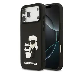 Karl Lagerfeld 3D Rubber Karl and Choupette Zadní Kryt pro iPhone 17 Pro Max Black