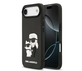 Karl Lagerfeld 3D Rubber Karl and Choupette Zadní Kryt pro iPhone Air Black
